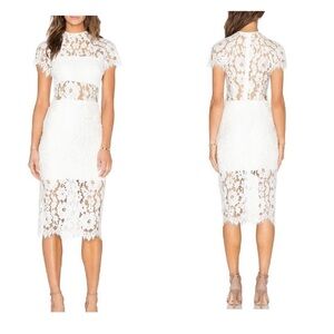 Alexis Leona white lace midi dress medium